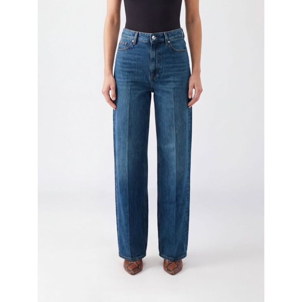 Toteme Women High-Waisted Wide Leg Jeans Toteme In Blue Cotton Denim